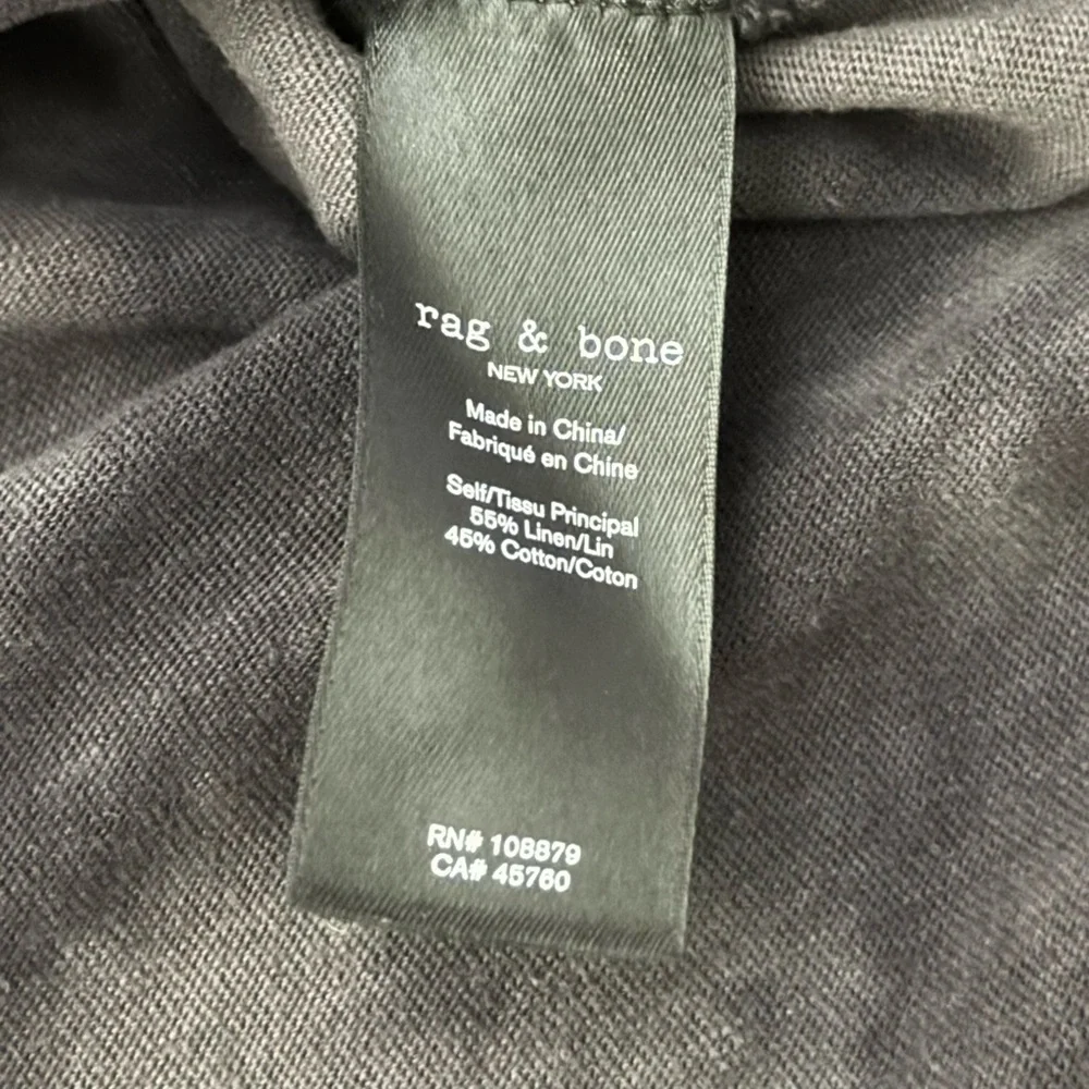 Rag & Bone Men’s Haydon Relaxed Linen Cotton Tie Dye Tee in Grey/Black Size XXL - Picture 4 of 8